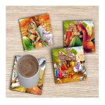 Rajasthani Art Coasters (Set of 4) with Stand